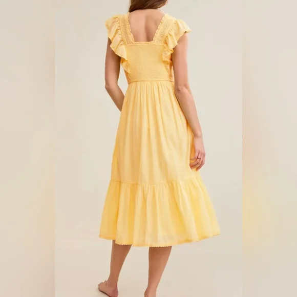 Nwt Aerie Yellow Ruffle Maxi Dress Size Small - Picture 2 of 11
